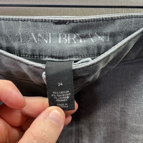 Lane Bryant Skinny Mid Rise Distressed Jeans Womens 24W Plus Gray Frayed 2145 - Picture 2 of 9